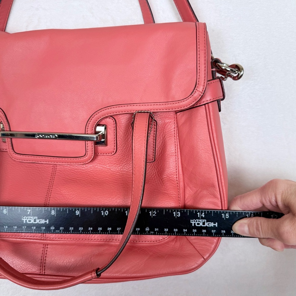 Coach Taylor Leather Marin Flap Satchel Coral Pink F26781 - Picture 15 of 16